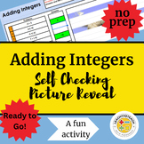Adding Integers Self Checking Picture Reveal