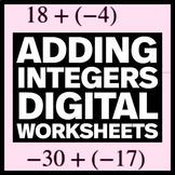 Adding Integers - Self Grading Worksheets or Quizzes - Dis