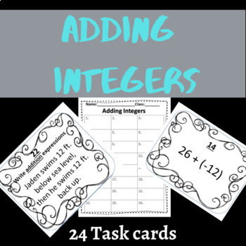 Preview of Adding Integers Task Cards