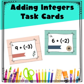 Preview of Adding Integers Task Cards Middle School Math Activity 