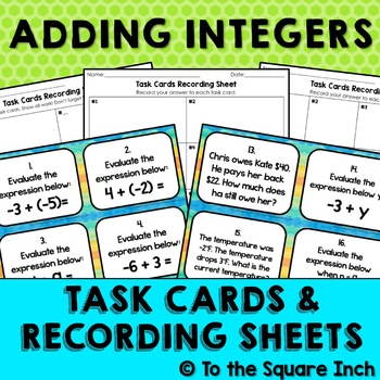 Preview of Adding Integers Task Cards | Adding Integers Math Center Practice Activity