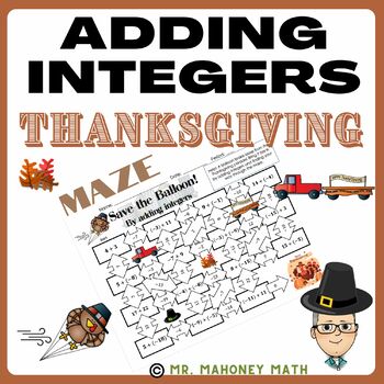 Preview of Adding Integers Thanksgiving Maze