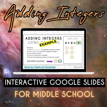 Preview of Adding Integers Using Counters for Middle School | Google Slides | Grades 6-8