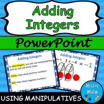 Preview of Adding Integers (Using Manipulatives & Number Lines) PowerPoint Lesson