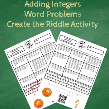 Preview of Adding Integers Word Problems Create the Riddle Activity