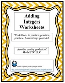 Adding Integers Worksheets