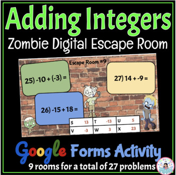 Preview of Adding Integers Zombie Activity - Digital Math Escape Room