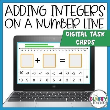 Preview of Adding Integers on a Number Line Digital Task Cards