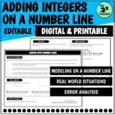 Adding Integers on a Number Line (Digital and Printable)