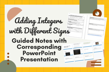 Preview of Adding Integers with Different Signs PowerPoint + Guided Notes