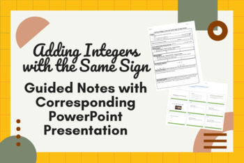 Preview of Adding Integers with the Same Sign PowerPoint + Guided Notes