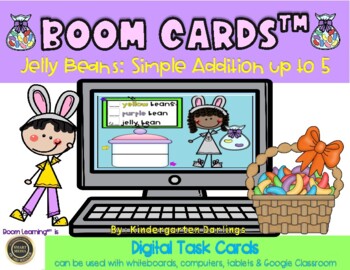 Preview of Addition: Jelly Bean Adding up to 5 - Boom Cards for Distance Learning