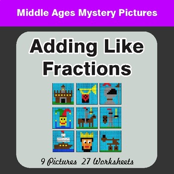 Adding Like Fractions - Color-By-Number Math Mystery Pictures