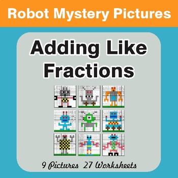 Adding Like Fractions - Color-By-Number Math Mystery Pictures