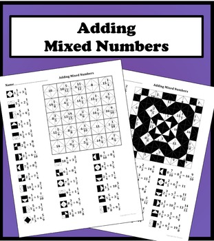 Preview of Adding Mixed Numbers Color Worksheet
