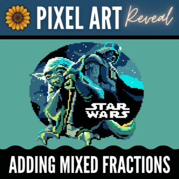 Preview of Adding Mixed Number Fractions (like) - May the 4th Digital Pixel Art