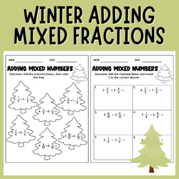 Preview of Adding Mixed Number with Like Denominators | Winter | Christmas | Fractions