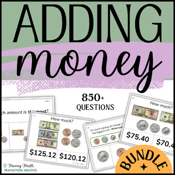 Preview of Adding Money | Basic Money Math | TASK CARDS BUNDLE | SPED Life Skills