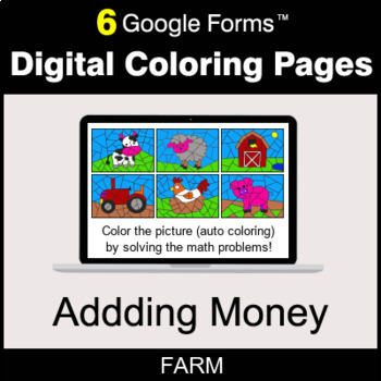 Preview of Adding Money - Digital Coloring Pages | Google Forms