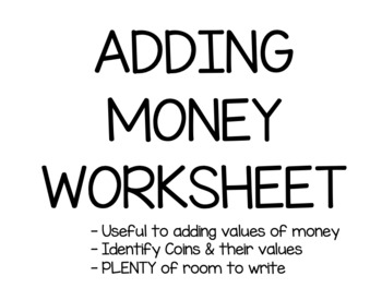 Preview of Adding Money Worksheet