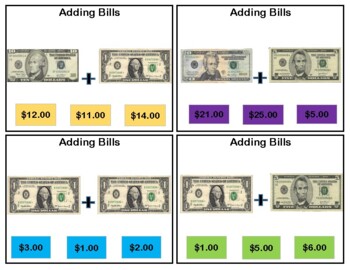 Preview of Adding Money - math - Task Box Cards - Special Education Life Skills
