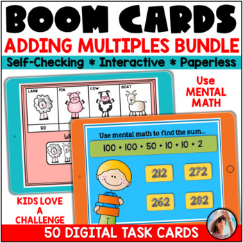 Preview of Adding Multiples of 10 and 100 – Boom Cards Bundle