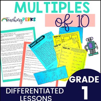 Preview of Multiples of 10 Games & Worksheets for 1st Grade Math Small Group Activities