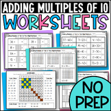 Adding Multiples of Ten to a Two-Digit Number Worksheets: 