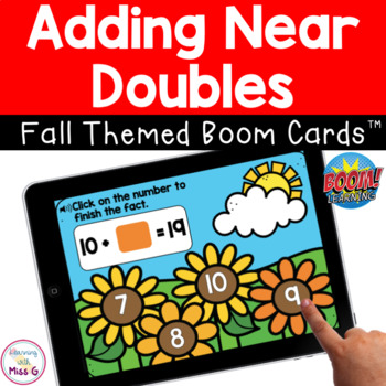 Preview of Adding Near Doubles Boom Cards | Fall Themed 