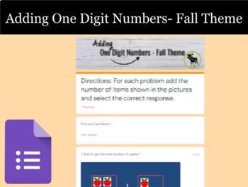Preview of Adding One Digit Numbers - Fall Theme - Google Form (Distance Learning)