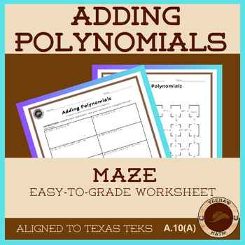 Preview of Adding Polynomials Maze Worksheet