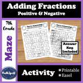 Adding Positive & Negative Fractions Maze | Easy to Check 