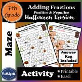 Adding Positive & Negative Fractions MAZE - Halloween Math