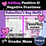 Adding Positive & Negative Fractions Maze | Valentine Math