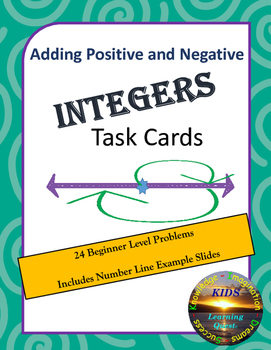 Preview of Adding Positive and Negative Integers Task Cards - Beginner Level