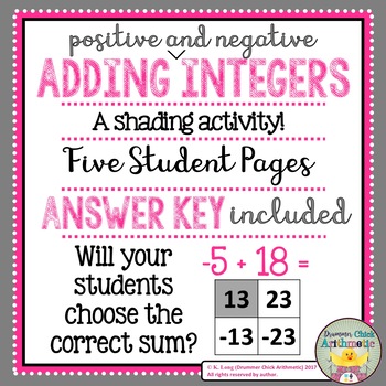 Preview of Adding Positive and Negative Integers Worksheets