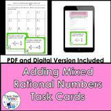 Adding Rational Mixed Numbers Digital and Printable Task Cards