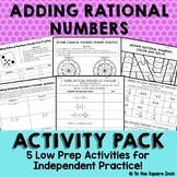 Adding Rational Numbers Activities - Low Prep Adding Integ