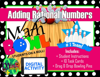 Preview of Adding Rational Numbers Drag & Drop Activity | Math Bowl Activity