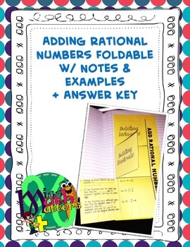 Preview of Adding Rational Numbers Foldable (Guided Notes + Examples)