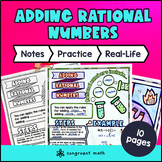 Adding Rational Numbers Guided Notes & Doodles | Fractions