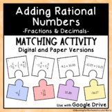 Adding Rational Numbers Matching Activity - Digital and Pa