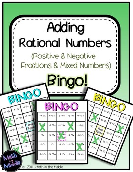 Preview of Adding Rational Numbers (Positive & Negative Fractions & Mixed Numbers) Bingo