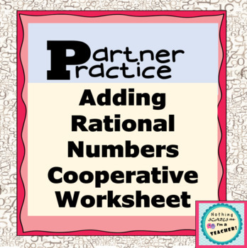 Preview of Adding Rational Numbers Worksheet Cooperative Partner Practice with Digital