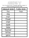 Adding S to make Plural Nouns Worksheet