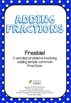 Preview of Adding Simple Fractions- Worded Problems