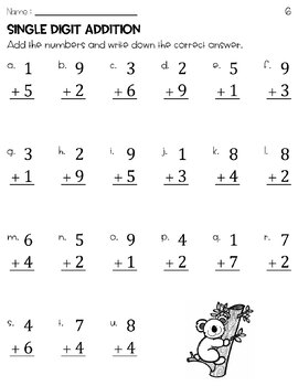 Adding Single Digit Numbers Worksheets Bundle (3 theme) by Owl School ...