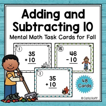 Preview of Adding & Subtracting 10  Mental Math Task Cards