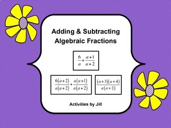 Preview of Adding & Subtracting Algebraic Fractions Rational Expressions (Digital/PDF)