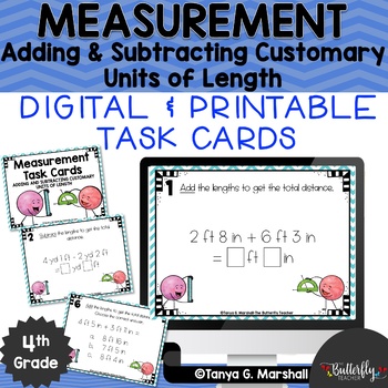 Preview of Adding & Subtracting Customary Units of Length 4th Grade Measurement 4.MD.A.1